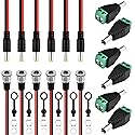 MILYARD 6Sets 5.5x2.1MM Metal DC Power Female Jack with Waterproof Cap & Male Pigtail | Solder-Free Barrel Adapter | for CCTV, Audio Video & DIY