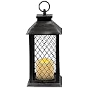 Northlight Flameless LED Brushed Mesh Candle Lantern - 11" - Black