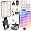 91 LED Portable Charger Selfie Light Video Conference Lighting with Clip & Camera Tripod Adapter Rechargeable 2000mAh CRI 96+, 4 Light Modes for Phone