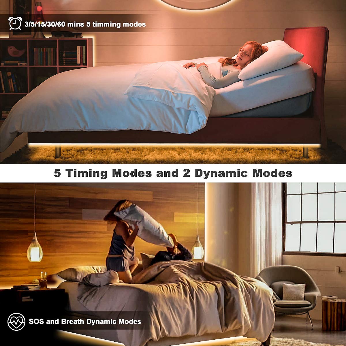 MY BEAUTY LIGHT LED Strip Lights Warm White,16.4ft Dimmable LED Light Strip with RF Remote,300 Bright 3000K 2835 LEDs,Plug-in Adhesive Rope Lights