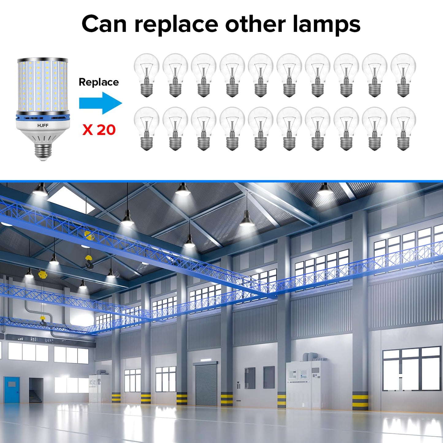 HJFF 2 Pack Led Light Bulb 700W Equivalent 11000 Lumen 6000K Led Corn Light Bulb E26/E27 Medium Base 70W led Bulb for Outdoor Indoor Led Corn Bulb