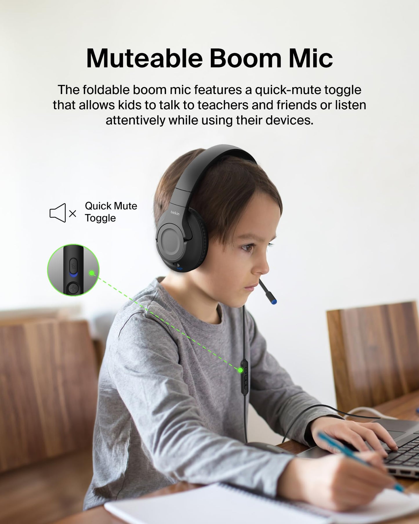 Belkin SoundForm Inspire Wired Kids Headphones, USB-C & 3.5mm