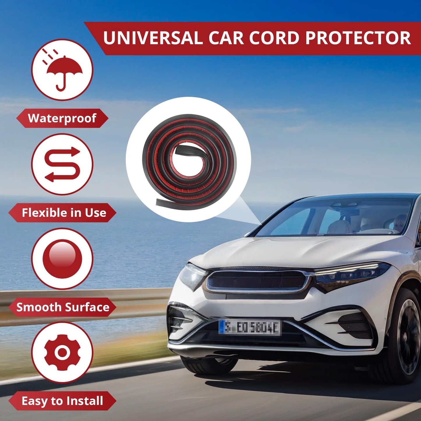 6.56 Ft Car Cable Wire Hider with Adhesive Backing Windshield Wire Hider Universal Car Cord Concealer for Car Roof Rack Light Bar-1PC