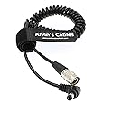 Alvin's Cables Hirose 4 Pin Male to DC Right Angle Coiled Power Cable for Sound Devices 633|644|688 Zoom F8 Blackmagic Cinema Camera 4K
