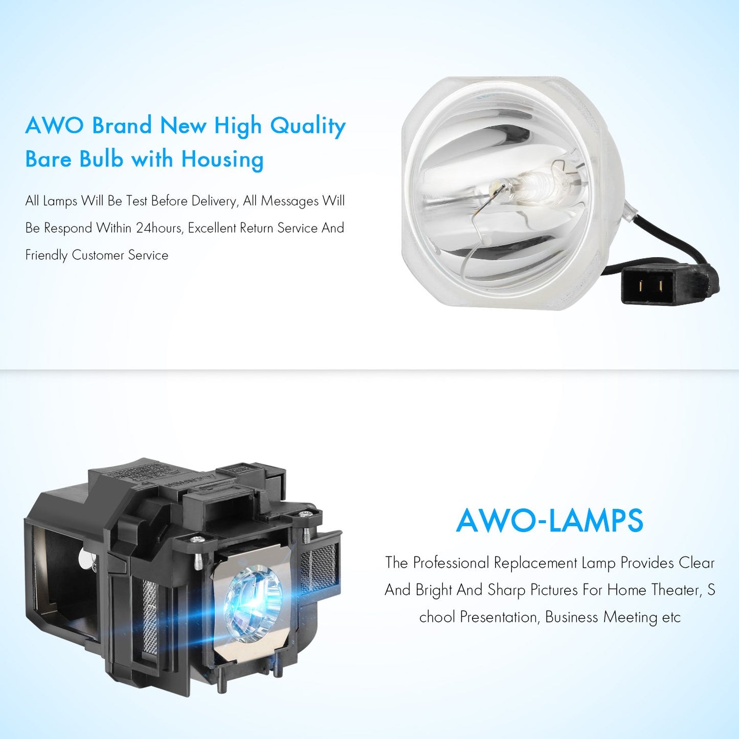 AWO V13H010L78 Replacement Lamp Bulb with Housing for EPSON ELPLP78 PowerLite Home Cinema 2030 2040 2045 2000 730HD 740HD 725HD VS230 VS330 VS335W