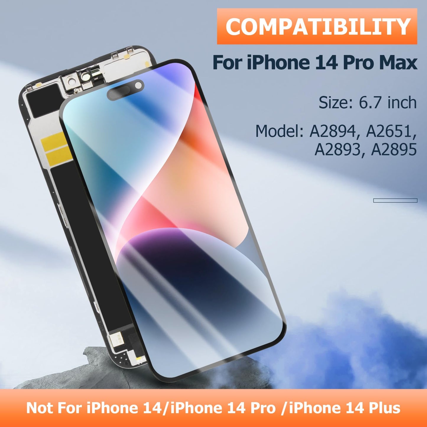 INCELL for iPhone 14 Pro Max Screen Replacement for iPhone 14 Pro Max LCD Display A2894 A2651 A2893 A2895 LCD Digitizer Touch Screen Assembly Repair