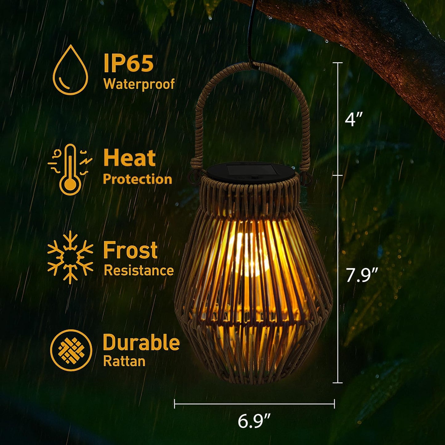 TOSTOOIRX Solar Lanterns Outdoor Waterproof Rattan Solar Lights for Outside Garden Decor Mothers Day Gifts Hanging Lanterns Decoration Outside