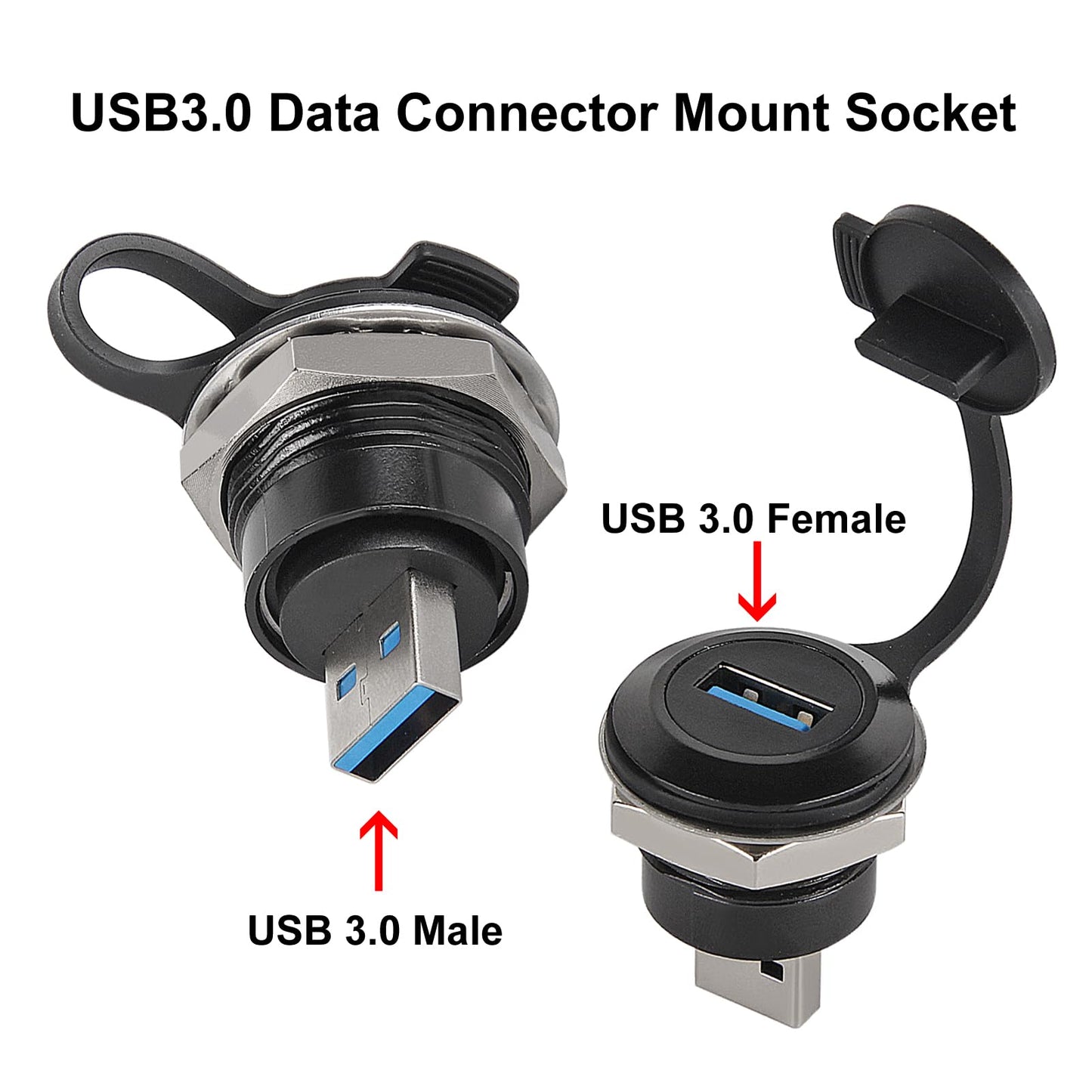 DORHEA 1Pcs USB 3.0 Male to Female Extension Cable Adapter Panel Mount Connector for High-Speed Data Transfer Charging 5Gbps, USB-A 3.0 Extender