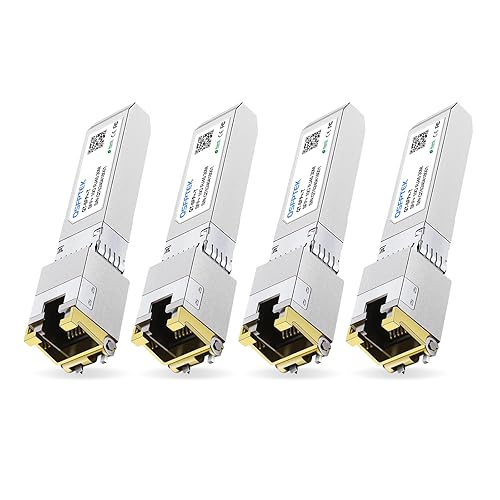 4Pack SFP+ to RJ45 10Gb,10GBASE-T Copper Module Mini-GBIC Transceiver for Cisco SFP-10G-T-S, Ubiquiti UF-RJ45-10G, Netgear, Mikrotik, D-Link