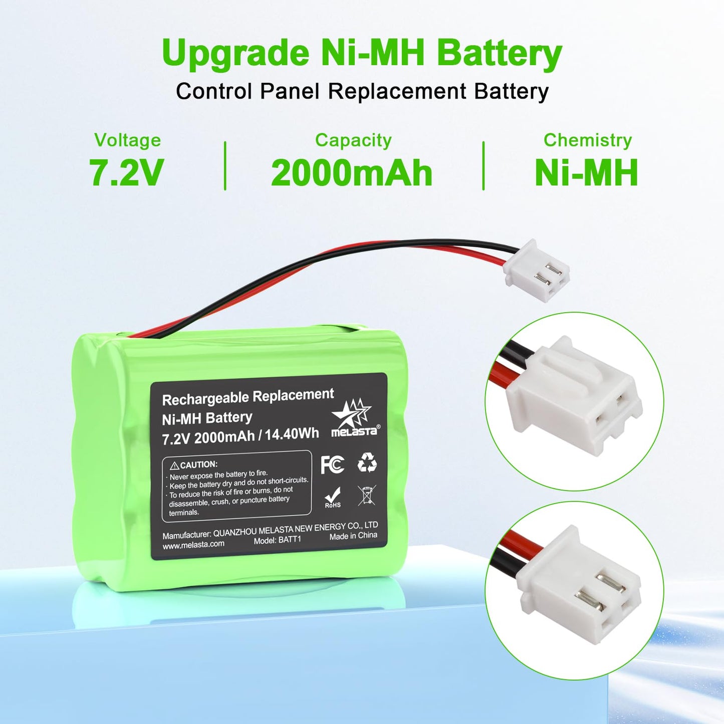 melasta 2000mAh Replacement Battery Suitable for 2GIG BATT1X BATT2X BATT1 GC2 2GIG-CNTRL2 2GIG-CP2 GCKIT311 Go Control Panel Security System Alarm