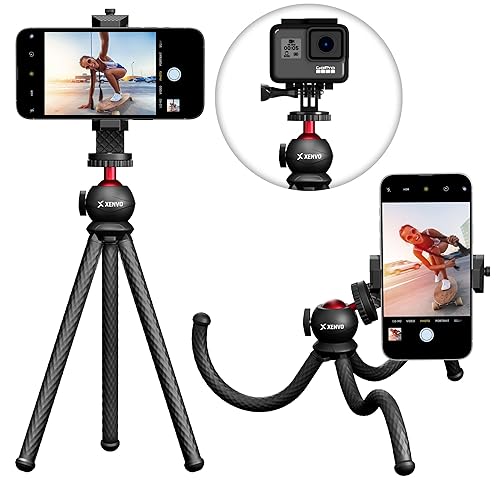 Xenvo SquidGrip Flexible Cell Phone Tripod and Portable Action Camera Holder - Compatible with iPhone, GoPro, Android, Samsung, Google Pixel and All