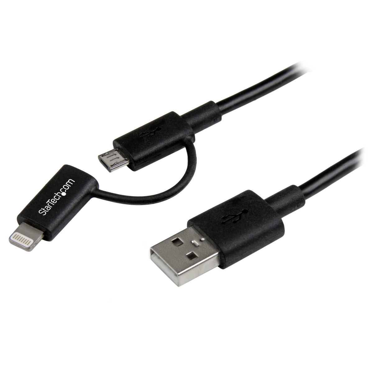 StarTech 3ft/1m Lightning & Micro-USB to USB-A Cable, Black (LTUB1MBK)