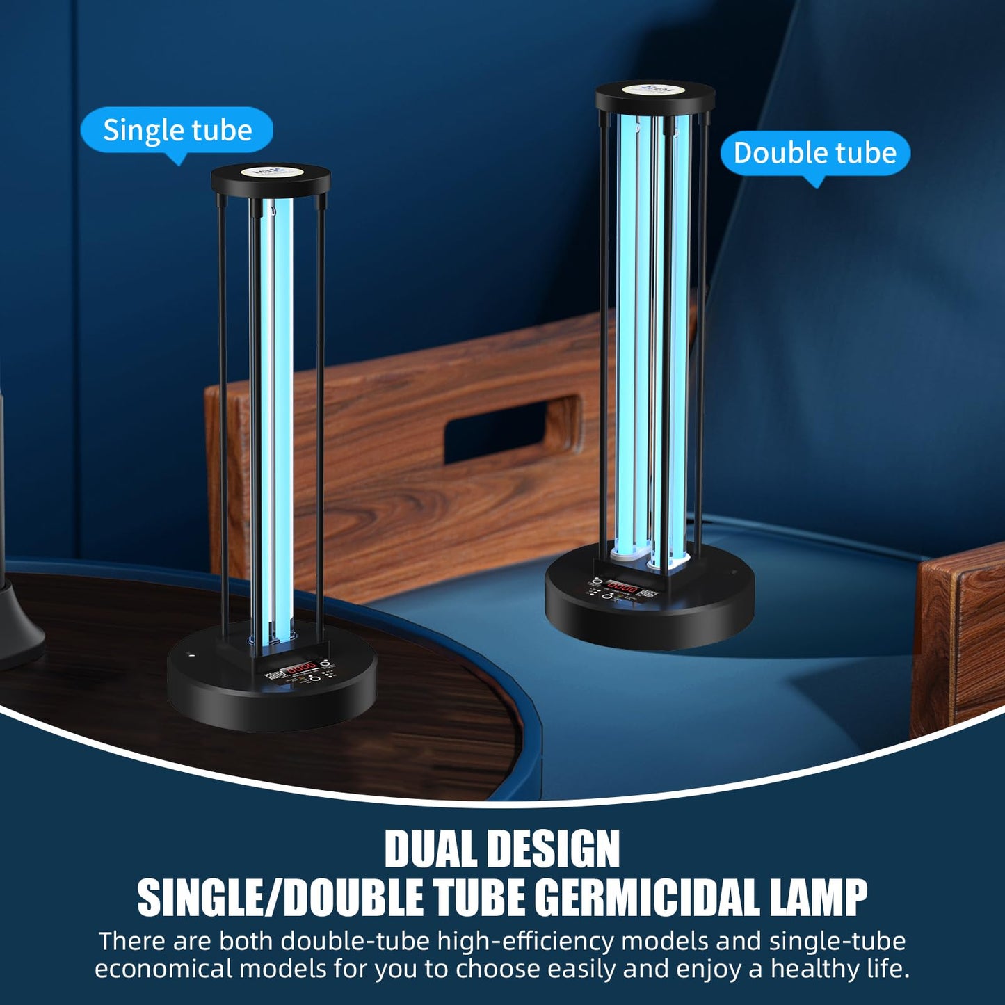 LNBEI Ultraviolet Germicidal Lamp,110w UV+Ozone Light Sanitizer for Whole Room, 99.99% Sanitization Rate,Three-Step Timing Remote Control, Blue Ligh