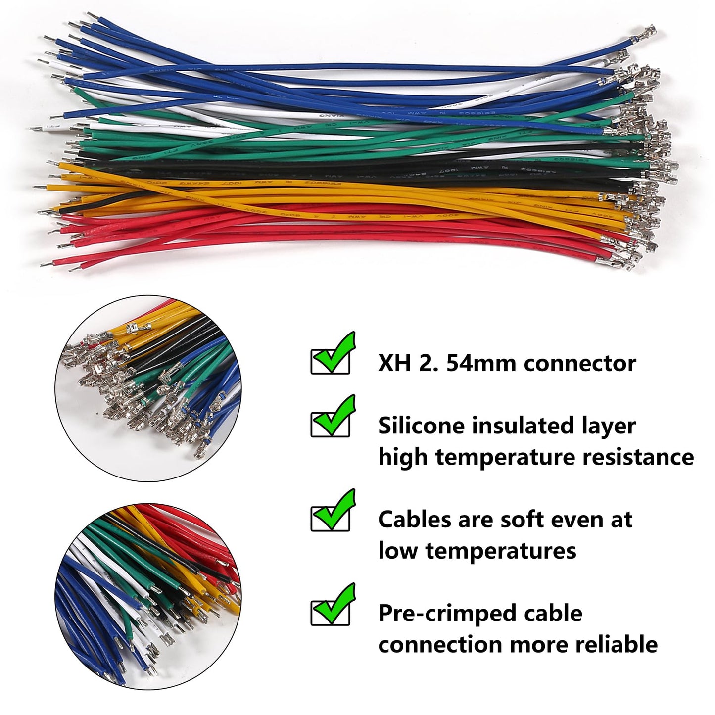 D-FLIFE 2.54mm XH Connector Socket Kit with pre-Crimped Cable Wire 2/3/4/5/6/7 Pin Housing JST Adapter Cable Male and Female Compatible with JST-XH