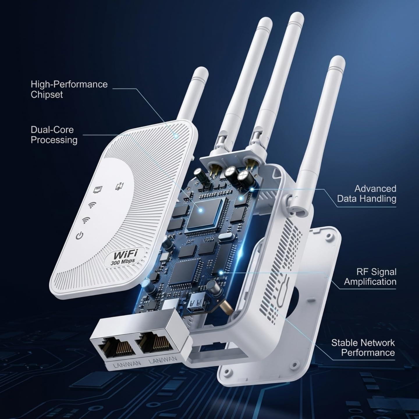 2026 Fastest WiFi Extender Signal Booster Covers 10000 Sq.ft and 80 Devices 2.4GHz High Speed WiFi Repeater with Ethernet Port Eliminate Dead Zones