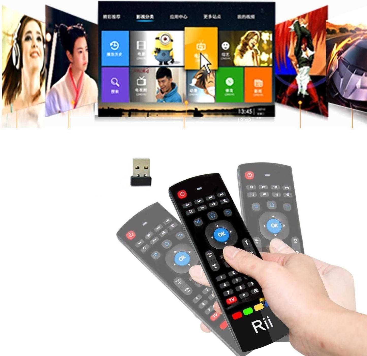 Rii MX3 Multifunction 2.4G Fly Mouse Mini Wireless Keyboard & Infrared Remote Control & 3-Gyro + 3-Gsensor for Google Android Smart TV, IPTV, HTPC