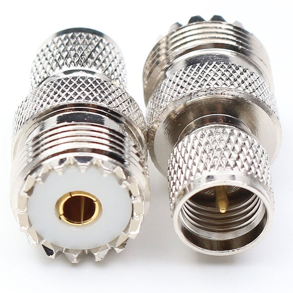 ANHAN Mini UHF Male to UHF Female Connector Pl259 Coax Adapters UHF to Mini uhf Coaxial Adapter SO239 RF Adapter 2Packs