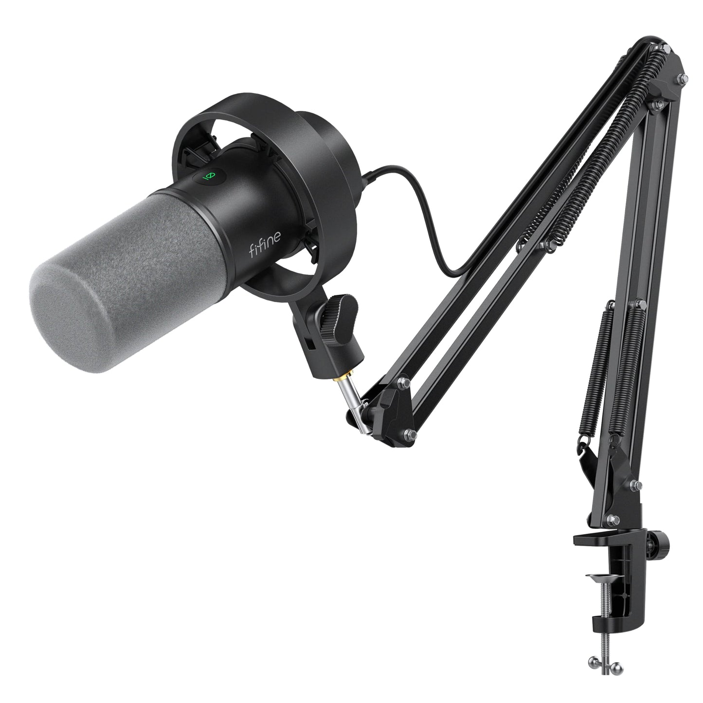 FIFINE K688 Podcast Microphone Kit, USB/XLR Dynamic Microphone with Boom Arm for PC/XLR Mixer, Gaming Mic with Mute Button, Headphone Jack for Vocal