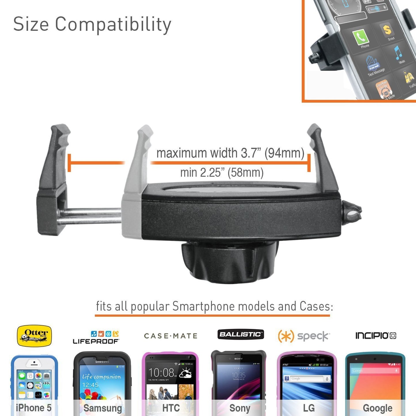 ChargerCity 360° Swivel Adjust Smartphone Holder with 5/8" Tripod Microphone Stand Adapter for All Smartphone up to 3.6 inch Wide (iPhone 17 Air 16 15