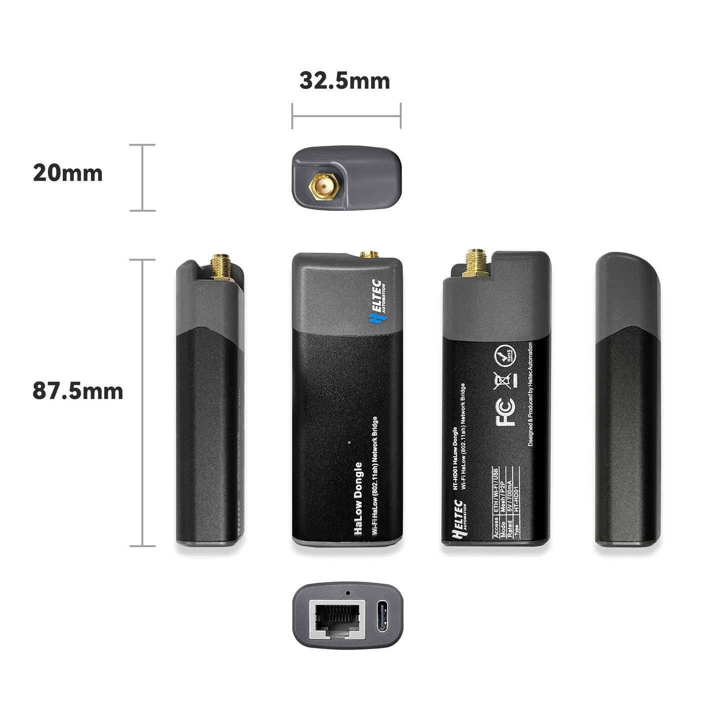 Heltec Wi-Fi HaLow Dongle Wireless Bridge 802.11ah Network Booster Long Range Wireless Access Extender Ethernet Bridge Repeater (STA)