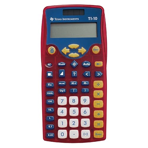 Texas Instruments TI-10 Elementary Calculator - Plastic Key, Impact Resistant Cover - 2 Line(s) - 12 Digits - Battery/Solar Powered - 1 Each
