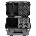 SKB iSeries Microphone Hard Case, Waterproof Polypropylene Shell with 8-Slot Foam Interior, Cable Storage and Wheels for Mic System Protection