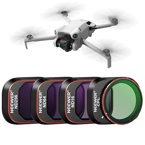 NEEWER ND & CPL Filter Set Compatible with DJI Mini 4 Pro, 4 Pack ND16 ND64 ND256 CPL Polarizer and Neutral Density Filters Drone Lens Accessories
