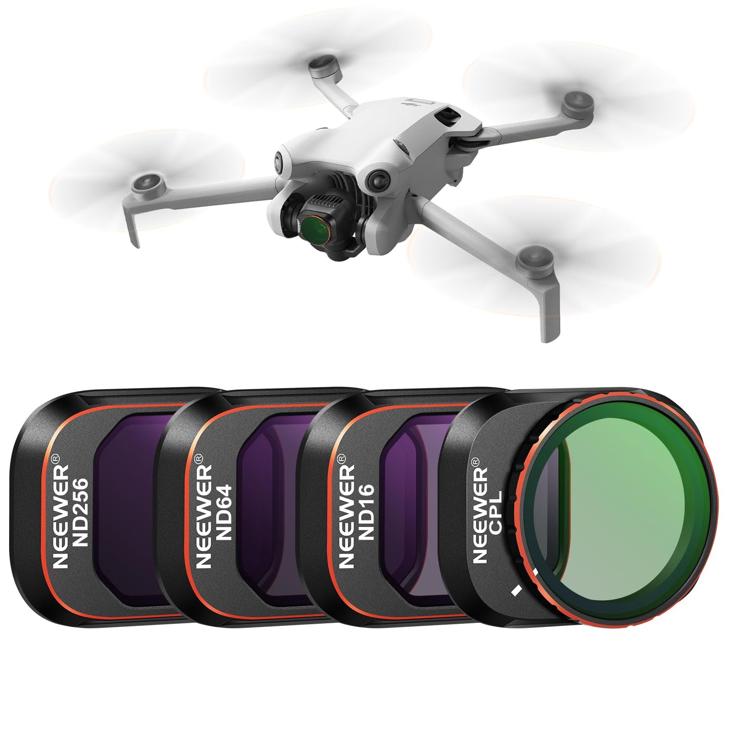 NEEWER ND & CPL Filter Set Compatible with DJI Mini 4 Pro, 4 Pack ND16 ND64 ND256 CPL Polarizer and Neutral Density Filters Drone Lens Accessories