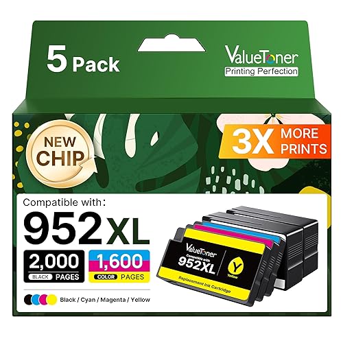 Valuetoner for HP 952XL Ink Cartridges Combo Pack HP952 HP952XL (5-Pack) Replacement for HP 952 XL Ink Cartridges for HP Printers OfficeJet Pro 8710