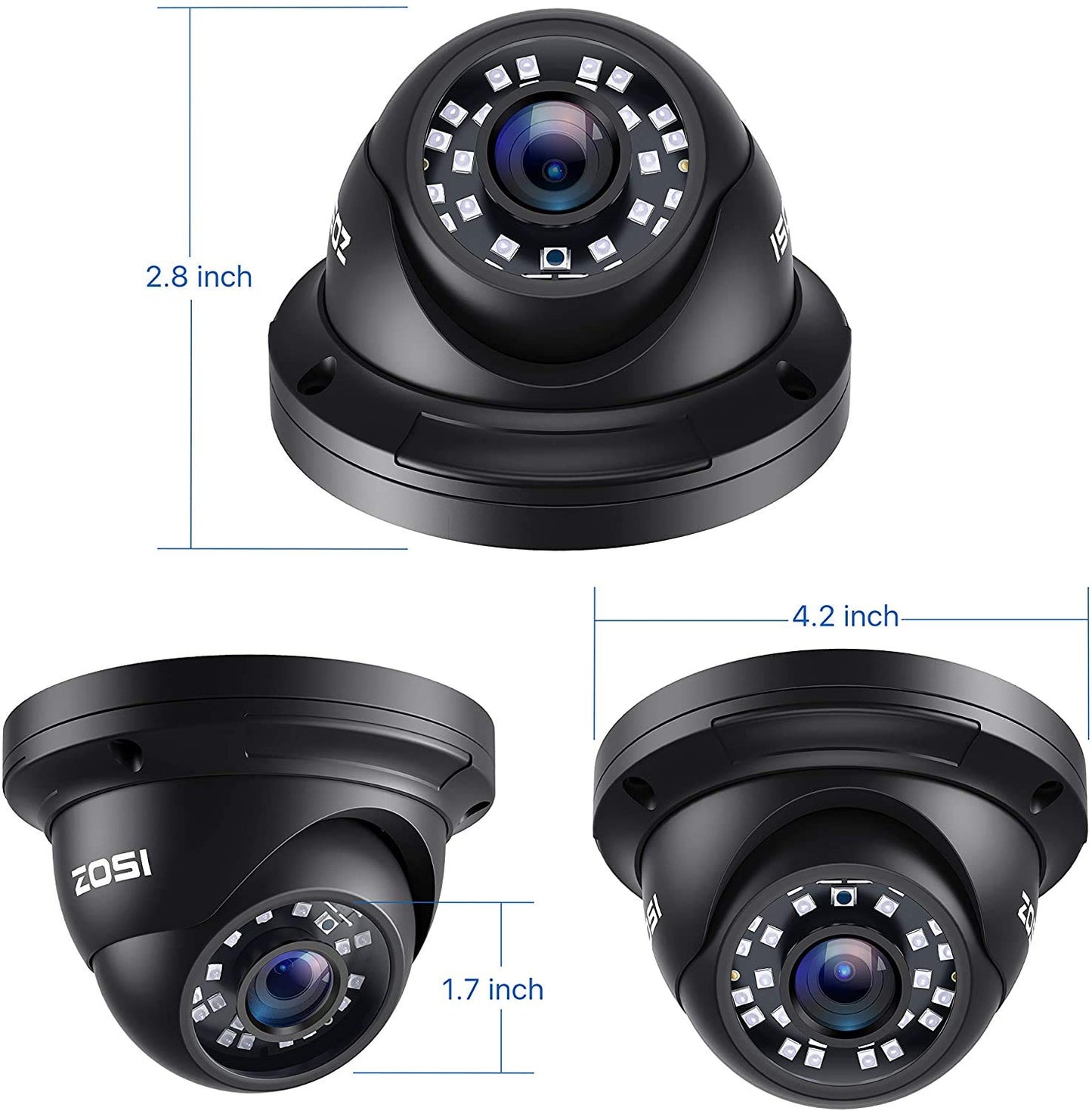 ZOSI 4 Pack 1080P 2.0MP 1920TVL HD-TVI Security Cameras Outdoor Indoor Surveillance Camera for 720P/1080N/1080P/5MP Lite/5MP/8MP 4K HD-TVI AHD CVI