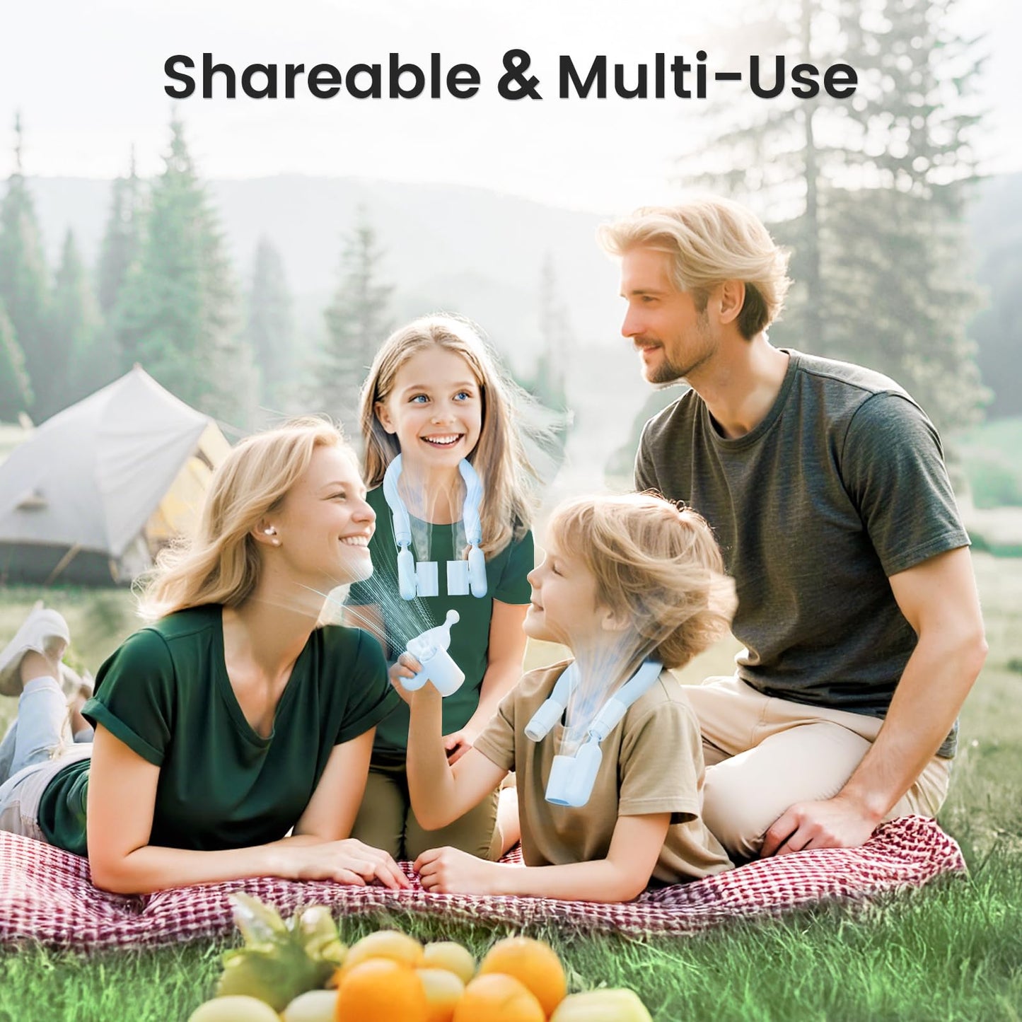 muriciter Portable Personal Neck Cooling Fan: Neck Fans Blowing Cold Air - USB Rechargeable Wearable Personal Cooler with 6000mAh Battery for Travel
