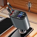 Retractable 4 in 1 Fast Charging 100W Phone Charger, Retractable Cables (80cm) with Dual Type-C Charging Ports, USB C Ports Car Adapter Compatible