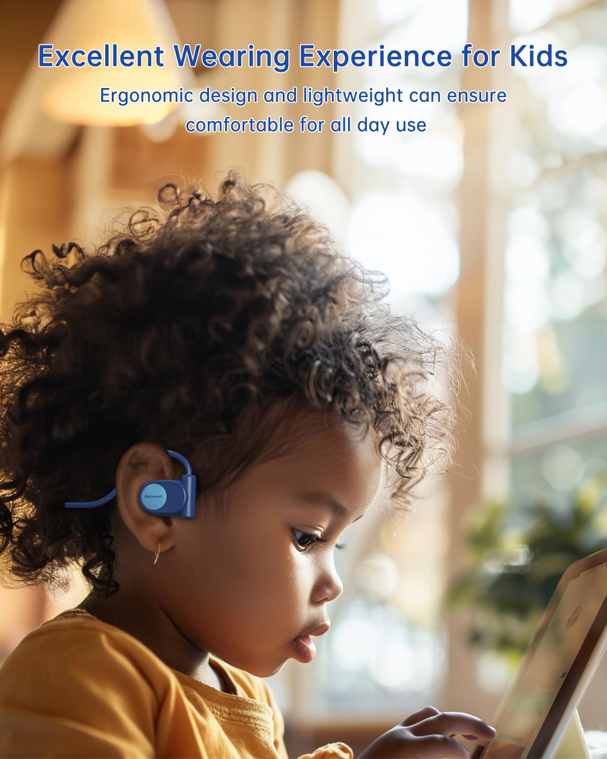 Mehomeli Kid Headphones for School, Air Conduction Open Ear Headphones, 3.5mm Jack Wired Cord, Ultra-Comfort, Ergonomic and Lightweight Design…