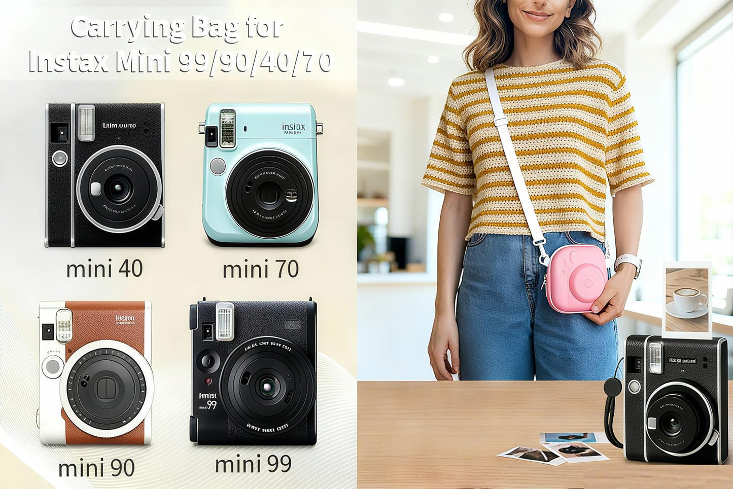 CltrCr Camera Protective Case for Instax Mini Camera, Hard Carrying Case EVA Storage Protective Bag with Shoulder Strap for Fuji Mini
