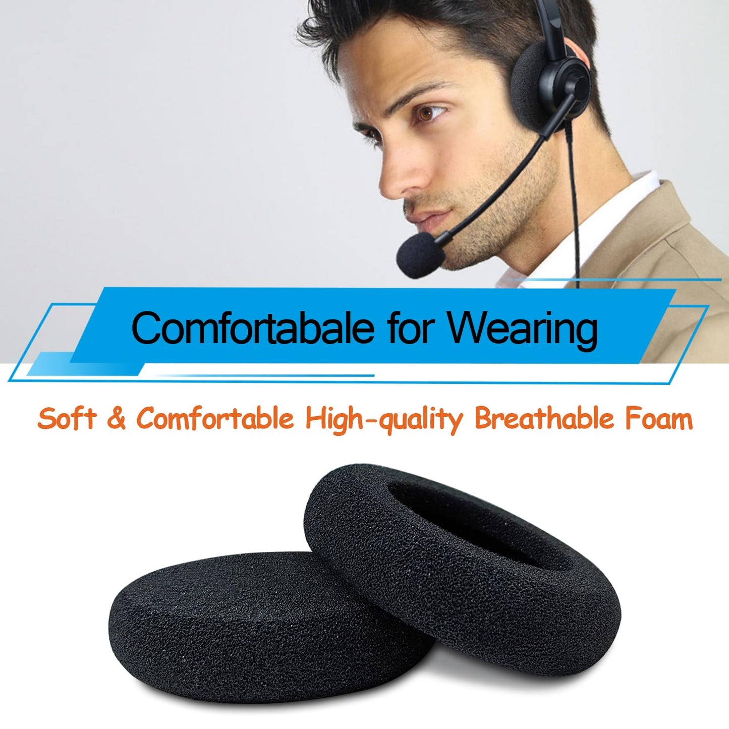 Ear Cushions Replacement for Plantronics Headset, Foam Ear Pads for Plantronics HW251N HW261N HW510 HW520 Blackwire 3210 3220 3320 C320 C3225 Jabra