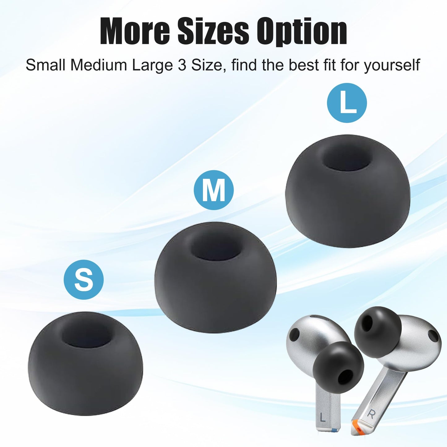 Ear Tips for Galaxy Buds 3 Pro - Silicone Earbuds for Samsung Buds Pro 3, Compatible with Samsung Galaxy Buds Pro Replacement Accessories, L/M/S (3