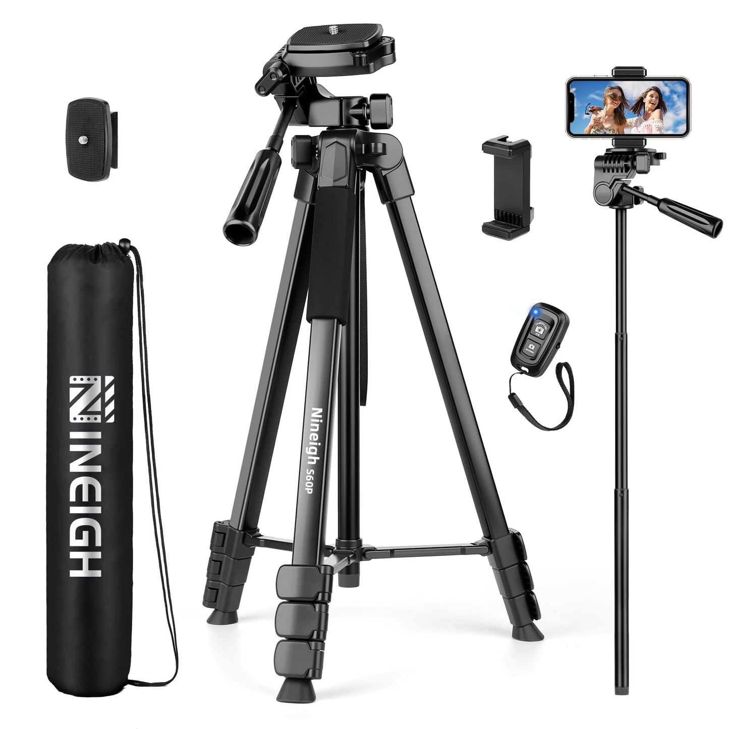 Phone Tripod, 83” Cell Phone Tripod for iPhone, Tall Tripods Selfie Stick with Remote Extendable Phone Holder Stand for Camera Photo Video Recording