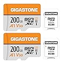 GIGASTONE 200GB Micro SD Card 2-Pack, A1 V30, 4K Video Recording, Compatible with Security Camera, Dash Cam, Drone, 100MB/s MicroSDXC Memory Card