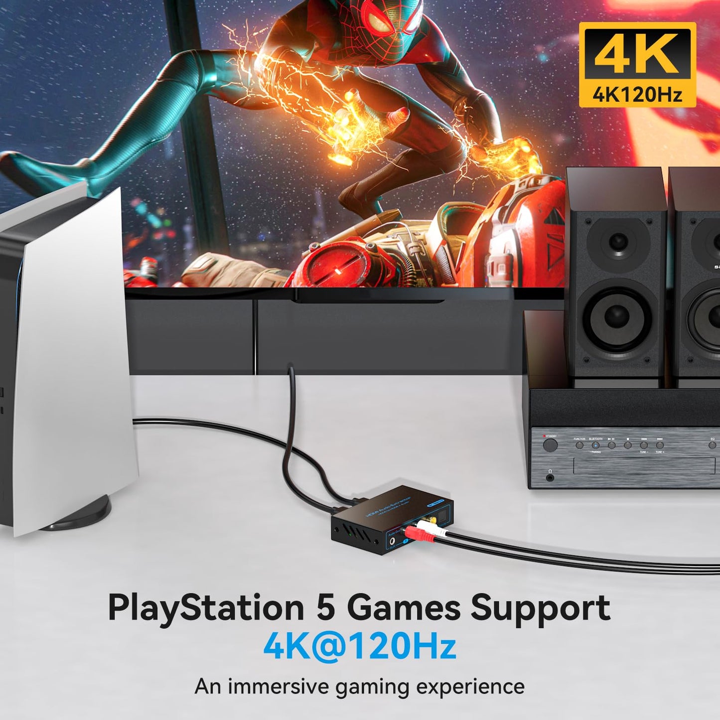VPFET 8K HDMI 2.1 Audio Extractor 4K120Hz to Optical 3.5mm AUX Adapter Splitter Converter Supports HDCP Digital DTS 5.1 PCM for PS4 PS5 Xbox