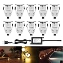 QACA LED Deck Lights, 0.7" Tiny Deck Driveway Light Dock Path Step Road Light Warm White IP67 Waterproof Outdoor and Indoor Decoration Security