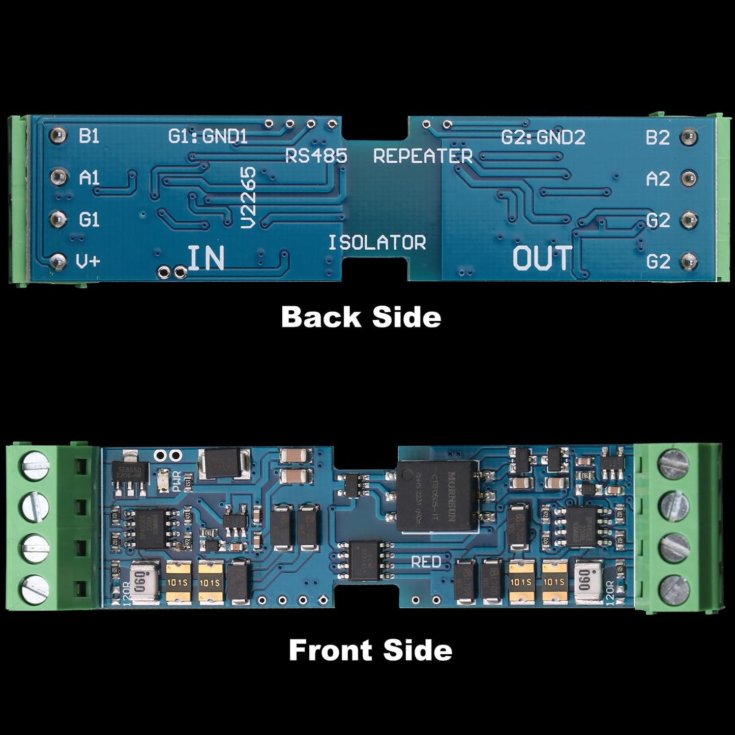 RS485 Repeater Sharer Distributor Hub RS485 Signal Extension Amplification Photoelectric Isolation Anti-Interference (150Kbps)