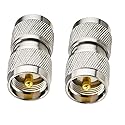 DHT Electronics RF coaxial Coax Adapter UHF Male to Male PL-259 Connector Pack of 2