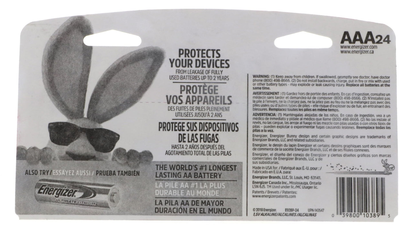 Energizer Max Performance Alkaline AAA Batteries, 24-Count