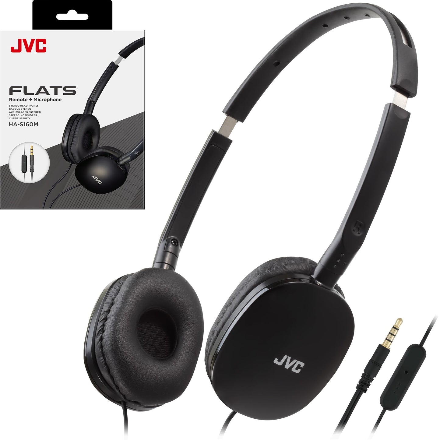JVC Flats On-Ear Wired Headphones with Mic - Flat Foldable Design - 30mm- Neodymium Driver for Powerful Sound - Soft Ear-Pads for Comfort…