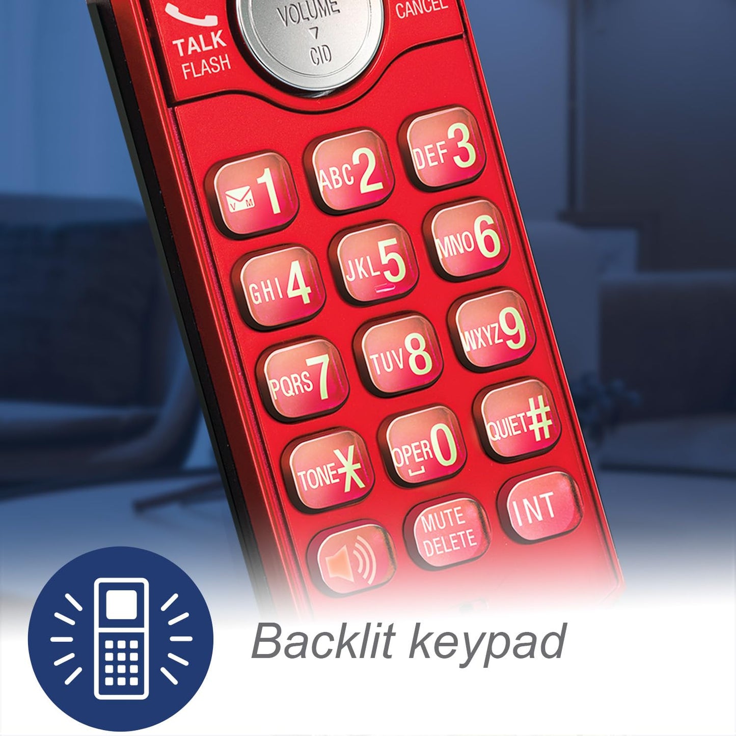 VTech CS6919-16 DECT 6.0 Cordless Phone, Red - Caller ID/Call Waiting (Stores 30 Calls), Backlit Keypad & Display, Full Duplex Handset Speakerphone