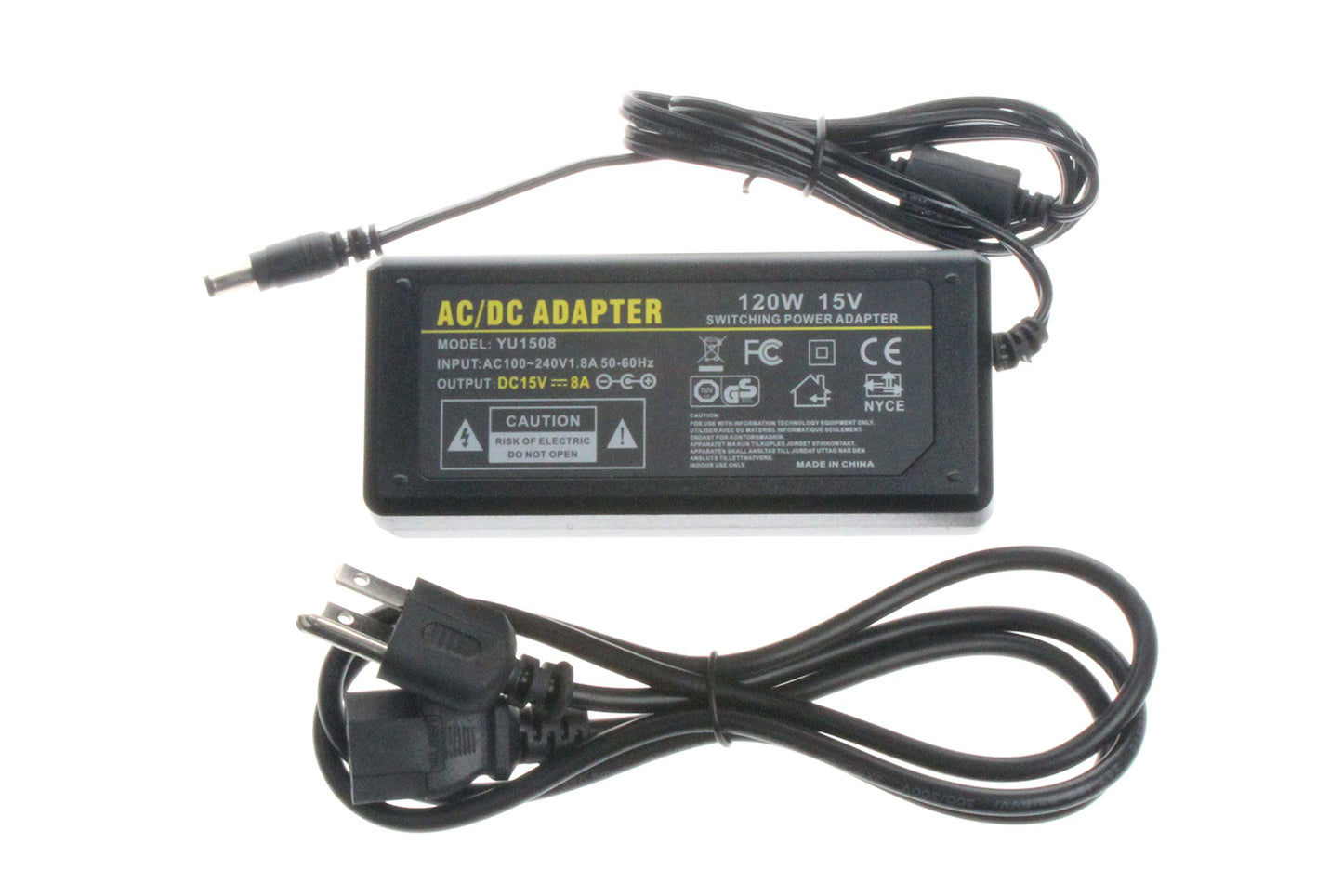 NOYITO 15V 8A 120W AC to DC Adapter 120V 100-240V 50 60 Hz to 15V Power Supply Charger Transformer 5.5 x 2.5 2.1mm DC Port