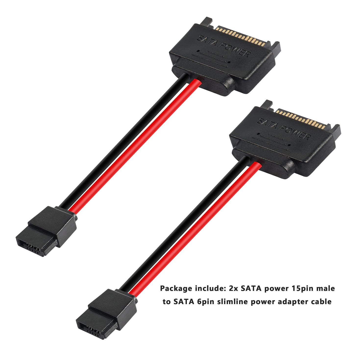 MEIRIYFA SATA Power Adapter - 15 to 6 Pin Slimline Cable (2 Pack)