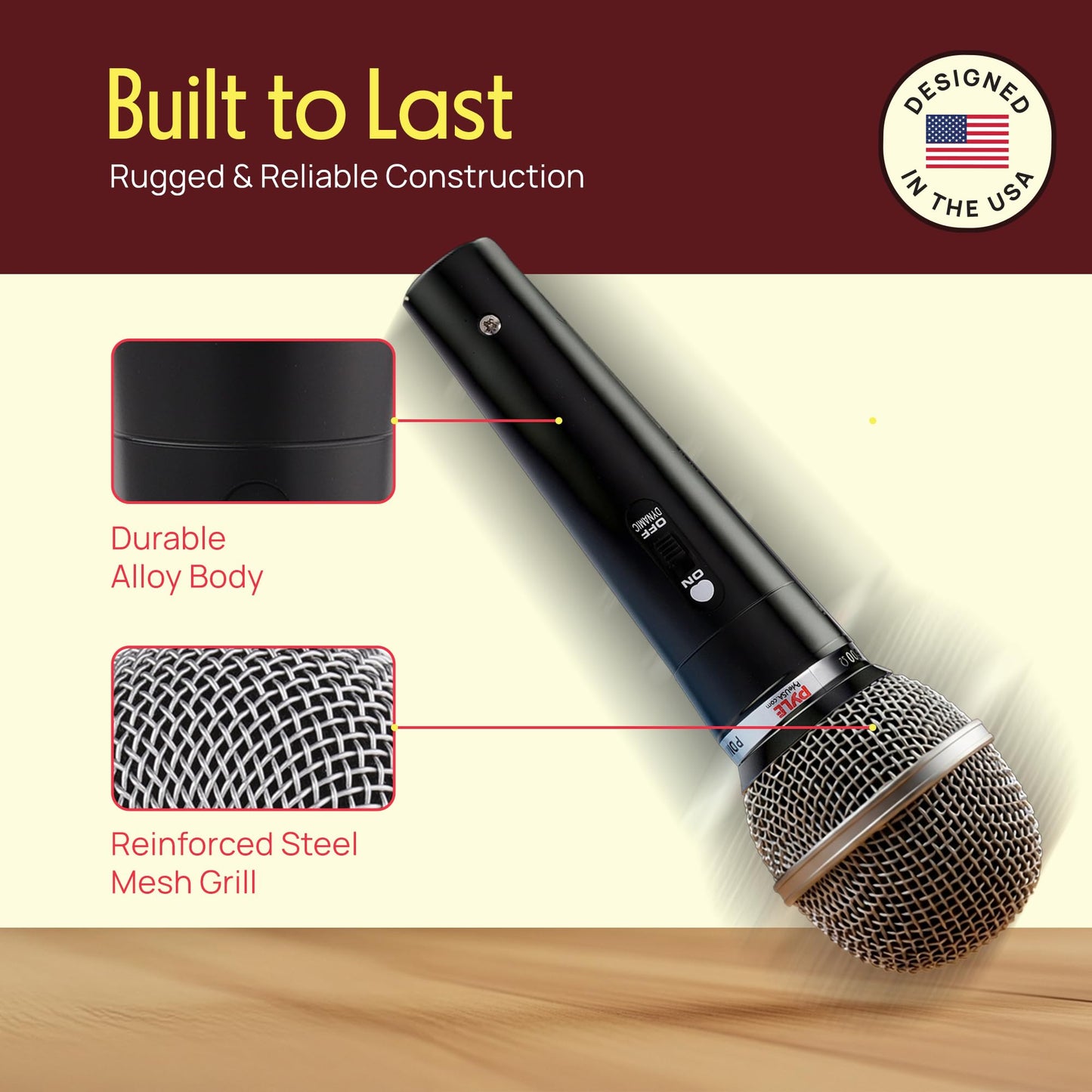 Pyle 3 Piece Professional Dynamic Microphone Kit Cardioid Unidirectional Vocal Handheld MIC with Hard Carry Case & Bag, Holder/Clip & 26ft XLR Audio