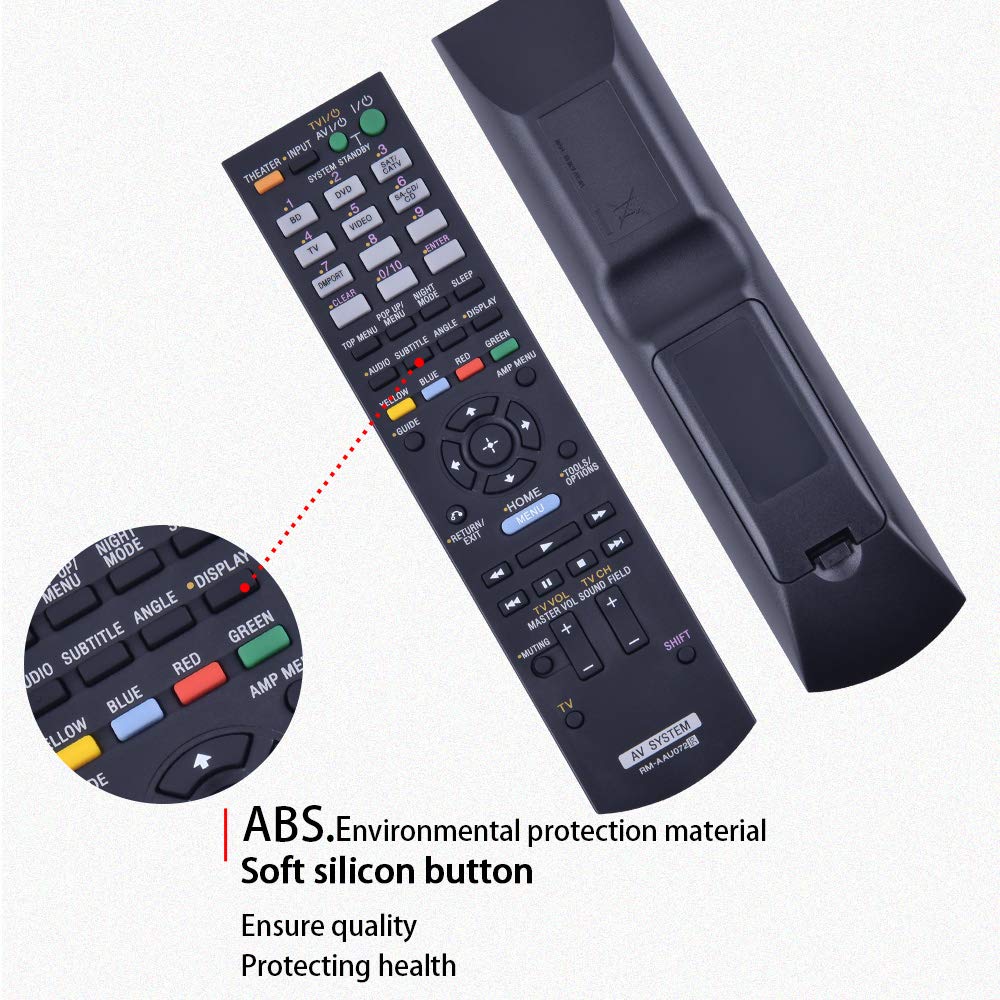 RM-AAU072 RMAAU072 Replacement Remote Control Compatible for Sony AV Receiver Home Audio Theater System RM-AAU071 HT-CT150 HT-CT150HP HT-SS370