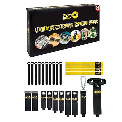 Wrap-It Storage Ultimate Organization Value Pack - 24 Pieces - Home Storage Solutions for Organizing Extension Cables, Garden Hoses, and Home Office